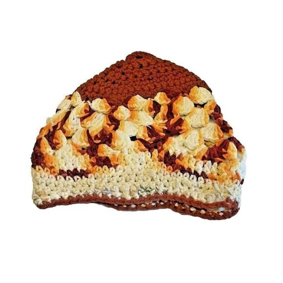 Handmade Chunky Crochet‎ Granny Stitch Boho Cottage Core Winter Hat Beanie - Picture 1 of 2
